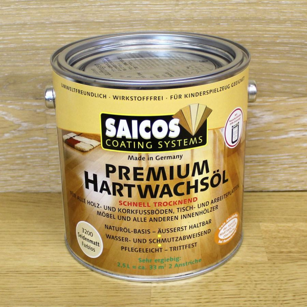 Масло с твердым воском с ускоренным временем высыхания «Saicos Premium Hartwachsol» (2,5 литра)